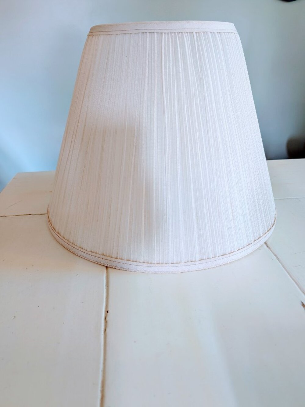 VTG Ivory Pleated Lamp Shade 12" Tall Bell Drum Spider Fitter MCM Cottagecore